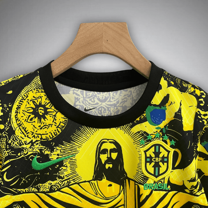 24/25 Brazil "Jesus" Premium Kids Size Yellow Kit - Premium Quality Jersey at FootballPrestige.com