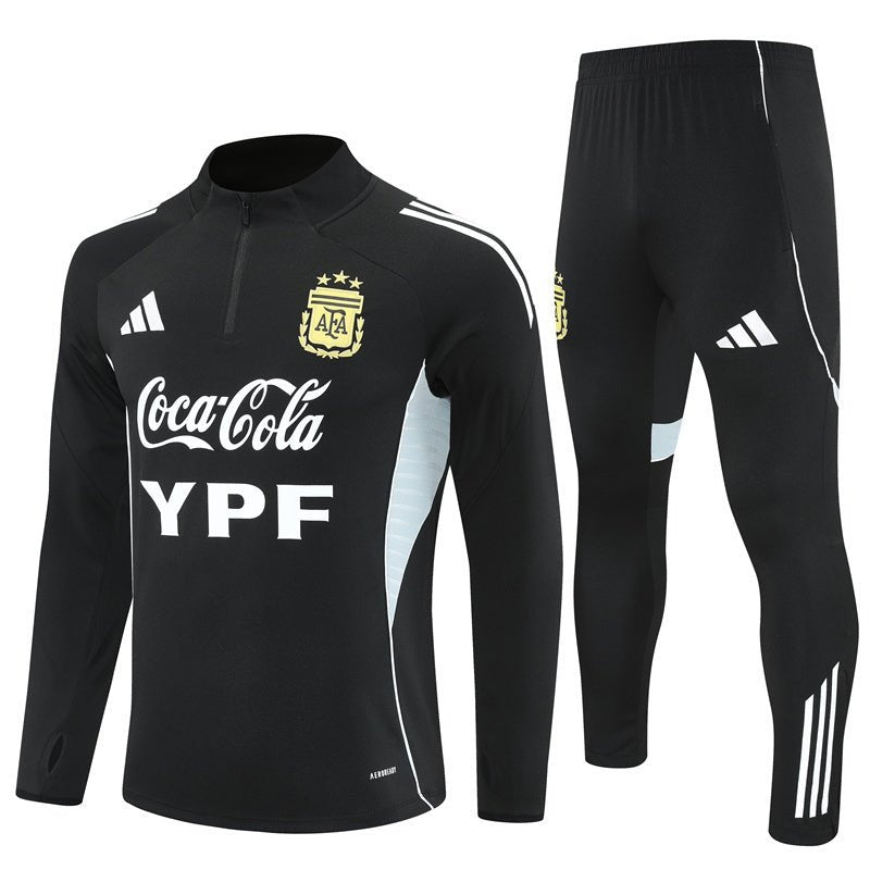 25/26 Argentina Training Black Kids Size Tracksuit - Premium Quality Jersey at FootballPrestige.com