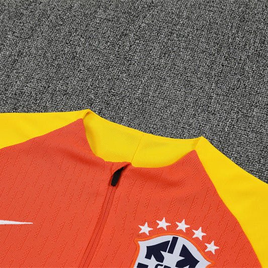 25/26 Brazil Training Orange Kids Size Tracksuit - Premium Quality Jersey at FootballPrestige.com