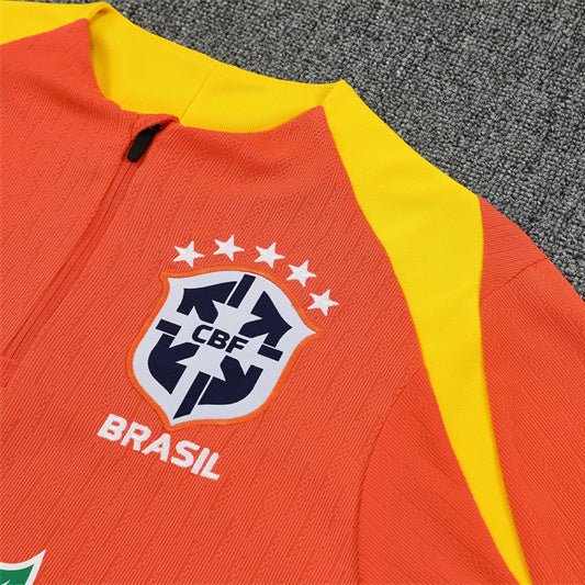 25/26 Brazil Training Orange Kids Size Tracksuit - Premium Quality Jersey at FootballPrestige.com