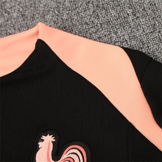 25/26 France Training Black/Light Pink Kids Size Tracksuit - Premium Quality Jersey at FootballPrestige.com