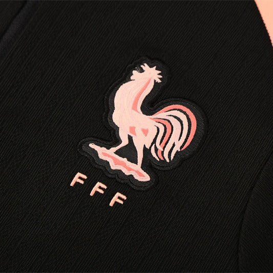 25/26 France Training Black/Light Pink Kids Size Tracksuit - Premium Quality Jersey at FootballPrestige.com