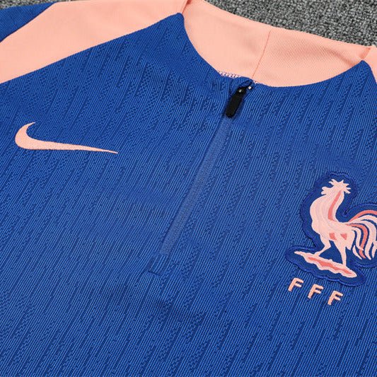 25/26 France Training Blue/Pink Kids Size Tracksuit - Premium Quality Jersey at FootballPrestige.com