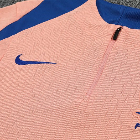 25/26 France Training Pink/Blue Kids Size Tracksuit - Premium Quality Jersey at FootballPrestige.com