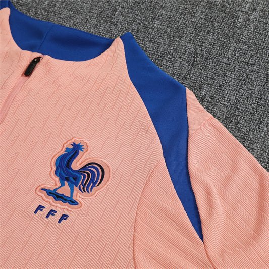 25/26 France Training Pink/Blue Kids Size Tracksuit - Premium Quality Jersey at FootballPrestige.com