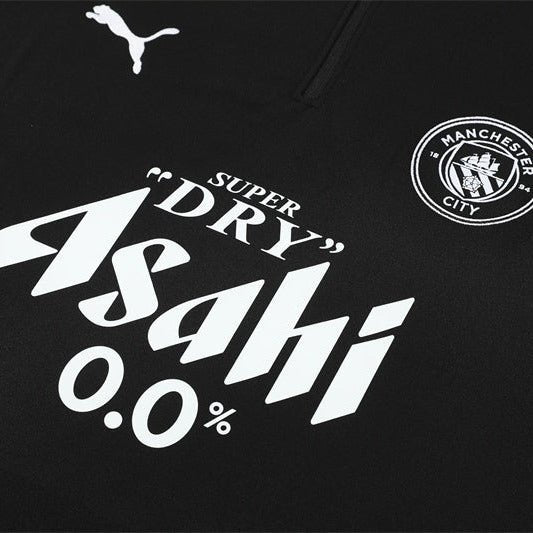 25/26 Manchester City x Asahi Black Kids Size Tracksuit - Premium Quality Jersey at FootballPrestige.com