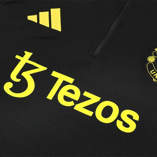 25/26 Manchester United Training Black Kids Size Tracksuit - Premium Quality Jersey at FootballPrestige.com