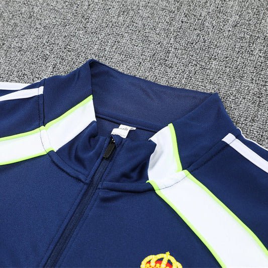 25/26 Real Madrid Retro Blue Kids Size Tracksuit - Premium Quality Jersey at FootballPrestige.com