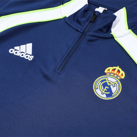 25/26 Real Madrid Retro Blue Kids Size Tracksuit - Premium Quality Jersey at FootballPrestige.com