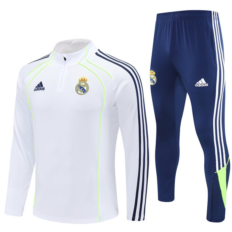 25/26 Real Madrid Retro White Kids Size Tracksuit - Premium Quality Jersey at FootballPrestige.com