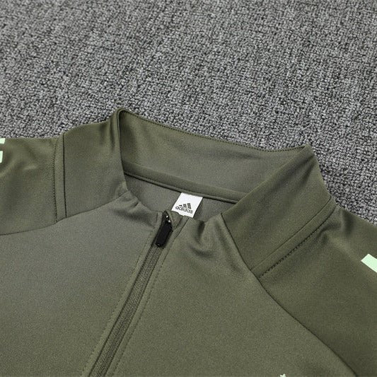 25/26 Real Madrid Training Dark Olive Tracksuit - Premium Quality Jersey at FootballPrestige.com