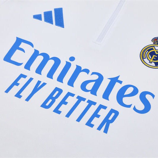 25/26 Real Madrid Training White/Light Blue Kids Size Tracksuit - Premium Quality Jersey at FootballPrestige.com