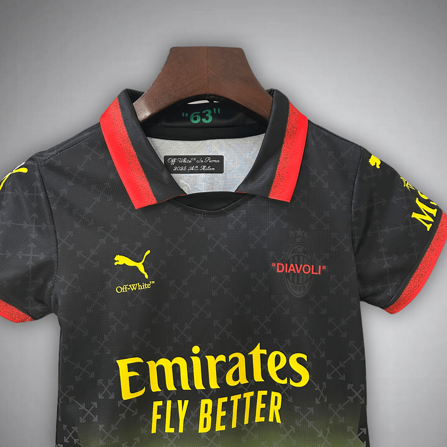 AC Milan x Off - White "Diavoli" Premium Kids Size Kit - Premium Quality Jersey at FootballPrestige.com