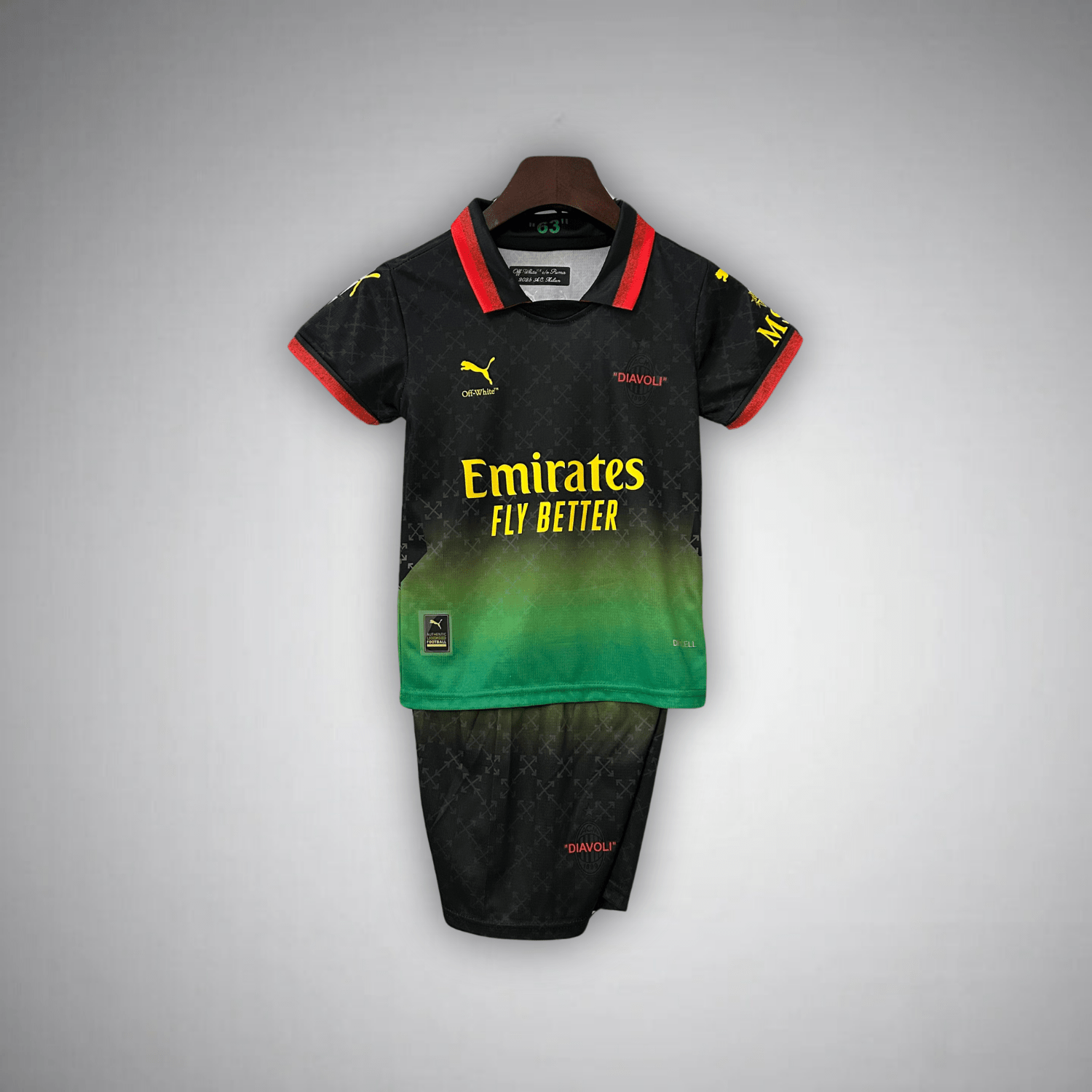 AC Milan x Off - White "Diavoli" Premium Kids Size Kit - Premium Quality Jersey at FootballPrestige.com