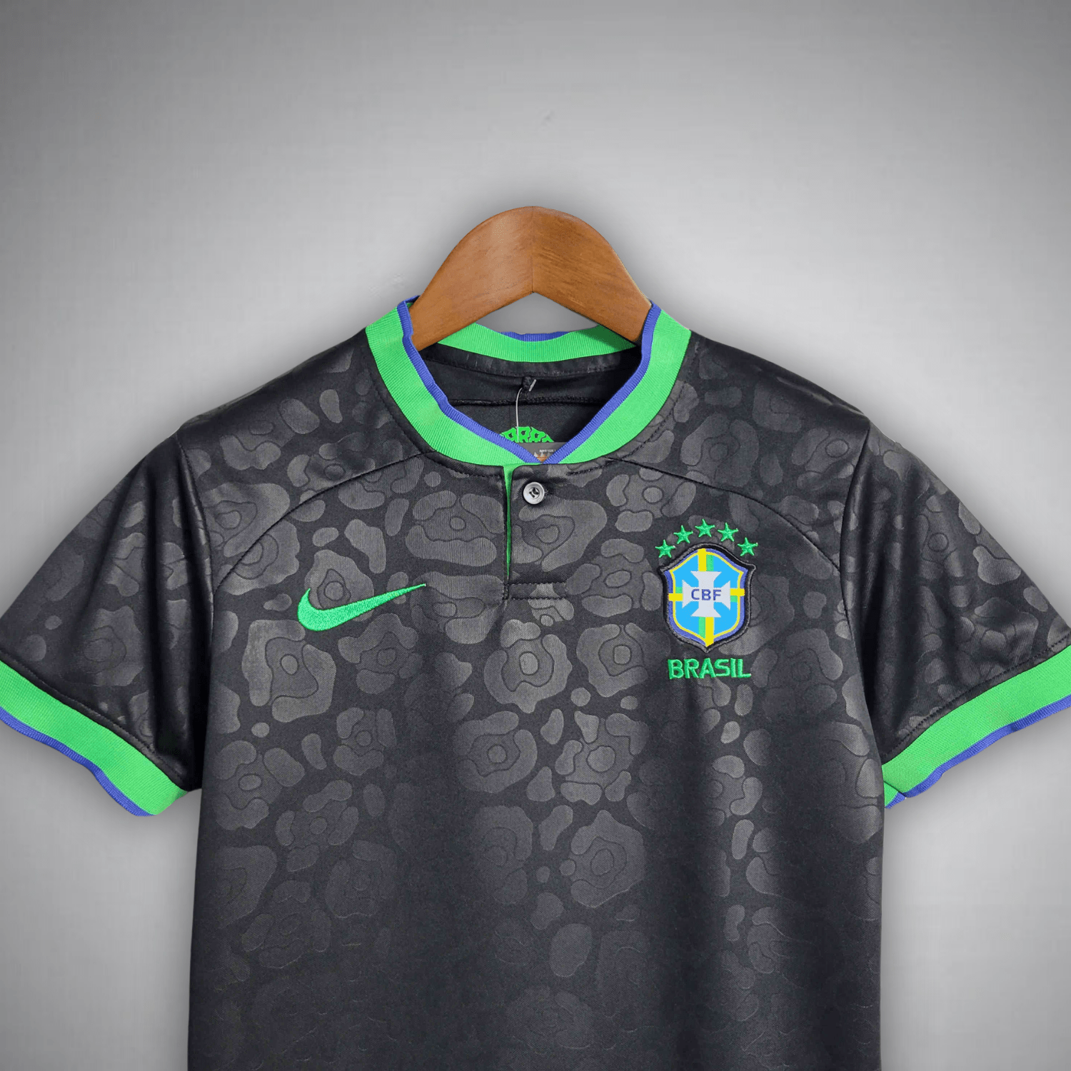 Brazil "Black Leopard" Premium Kids Size Kit - Premium Quality Jersey at FootballPrestige.com