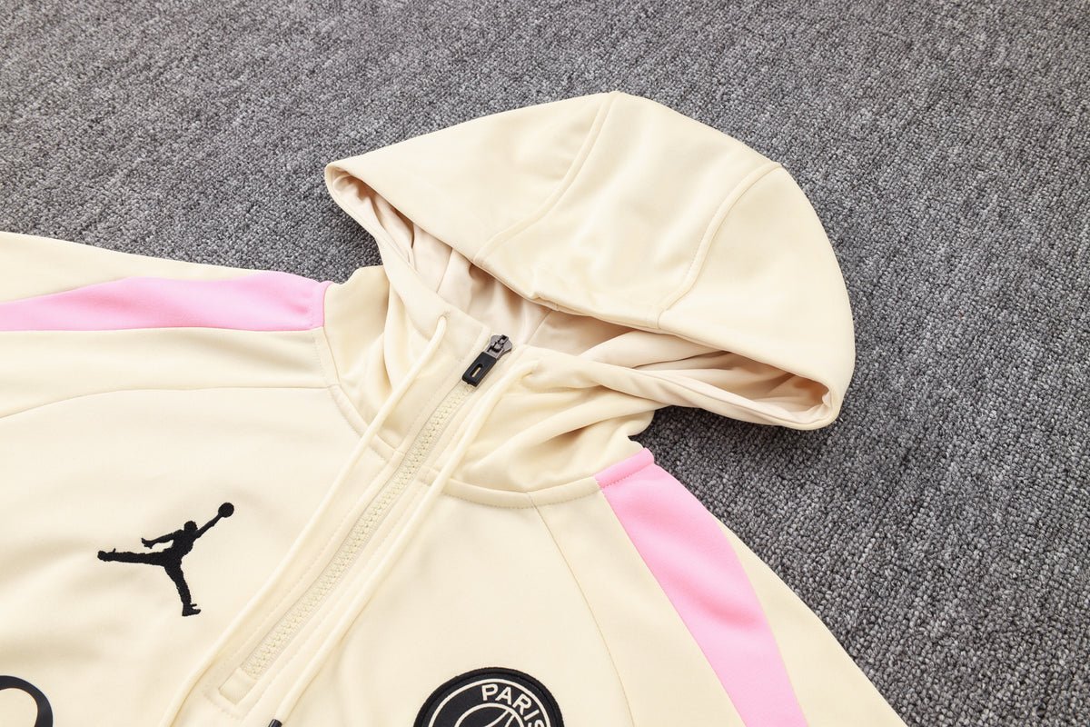 PSG Beige and Black Premium Tracksuit - Premium Quality Jersey at FootballPrestige.com