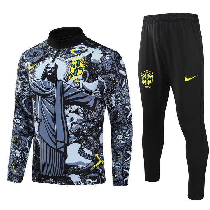 24/25 Brazil "Jesus" Premium Kids Size Tracksuit - Premium Quality Jersey at FootballPrestige.com