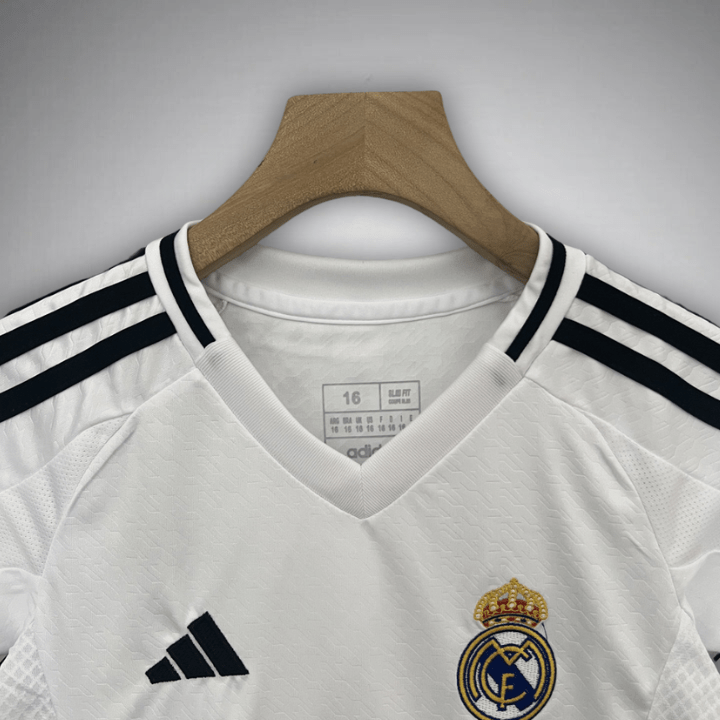 24/25 Real Madrid Home Premium Kids Size Kit - Premium Quality Jersey at FootballPrestige.com