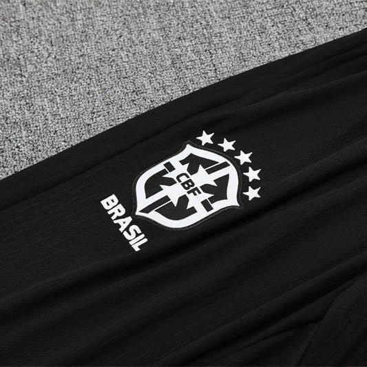 25/26 Brazil Training Black Kids Size Tracksuit - Premium Quality Jersey at FootballPrestige.com