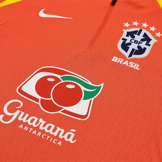 25/26 Brazil Training Orange Kids Size Tracksuit - Premium Quality Jersey at FootballPrestige.com