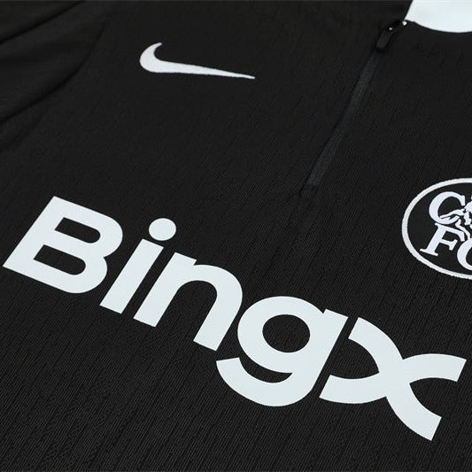 25/26 Chelsea Black Kids Size Tracksuit - Premium Quality Jersey at FootballPrestige.com