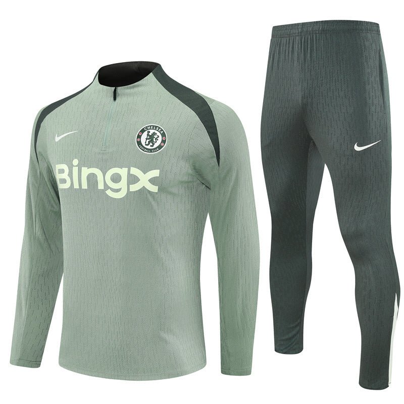 25/26 Chelsea x Nike Green Strike Drill Kids Size Tracksuit - Premium Quality Jersey at FootballPrestige.com