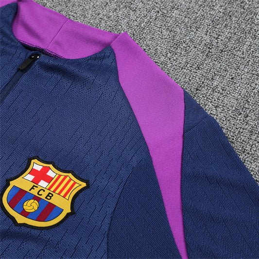 25/26 FC Barcelona Half Zip Training Blue/Purple Kids Size Tracksuit - Premium Quality Jersey at FootballPrestige.com