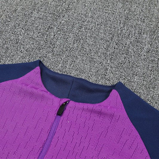 25/26 FC Barcelona Half Zip Training Purple/Blue Kids Size Tracksuit - Premium Quality Jersey at FootballPrestige.com