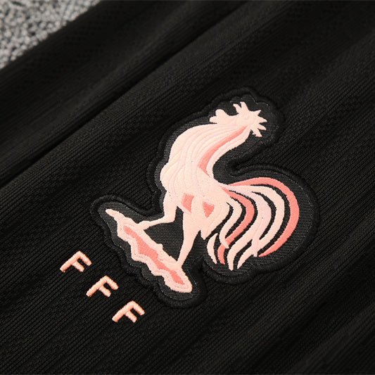 25/26 France Training Black/Light Pink Kids Size Tracksuit - Premium Quality Jersey at FootballPrestige.com