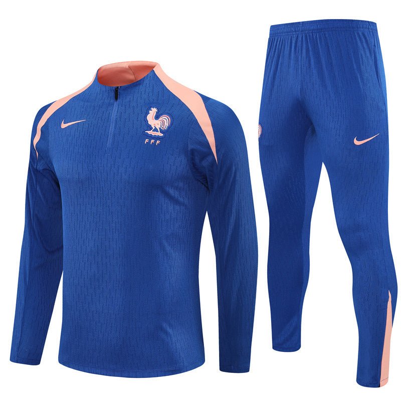 25/26 France Training Blue/Pink Kids Size Tracksuit - Premium Quality Jersey at FootballPrestige.com