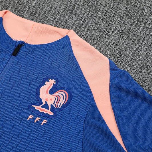 25/26 France Training Blue/Pink Kids Size Tracksuit - Premium Quality Jersey at FootballPrestige.com