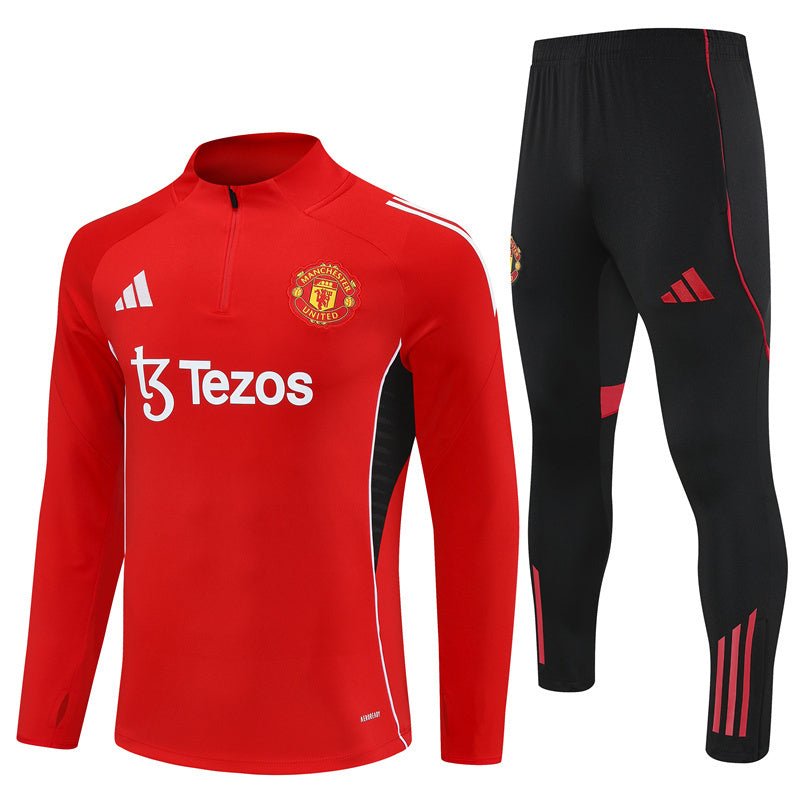 25/26 Manchester United Training Red Kids Size Tracksuit - Premium Quality Jersey at FootballPrestige.com