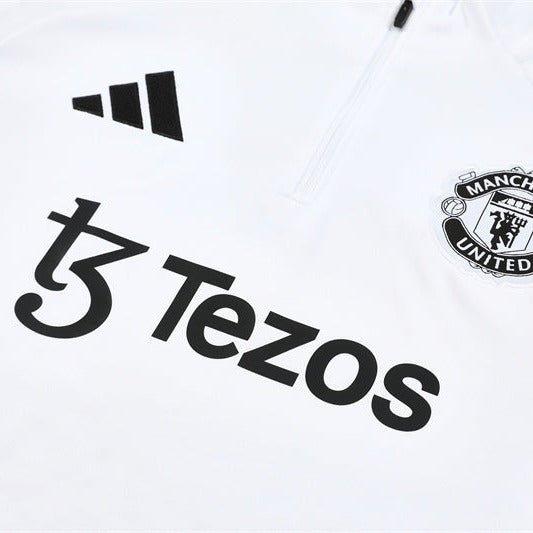 25/26 Manchester United Training White Kids Size Tracksuit - Premium Quality Jersey at FootballPrestige.com