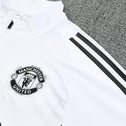 25/26 Manchester United Training White Kids Size Tracksuit - Premium Quality Jersey at FootballPrestige.com
