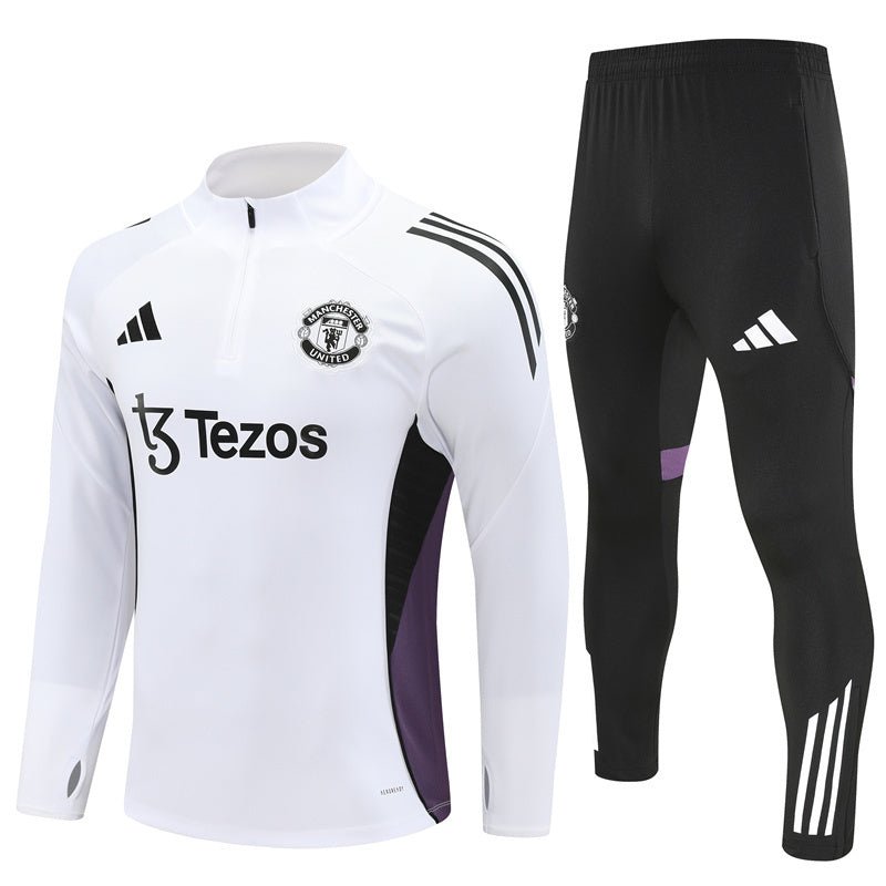 25/26 Manchester United Training White Kids Size Tracksuit - Premium Quality Jersey at FootballPrestige.com