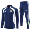 25/26 Real Madrid Retro Blue Kids Size Tracksuit - Premium Quality Jersey at FootballPrestige.com