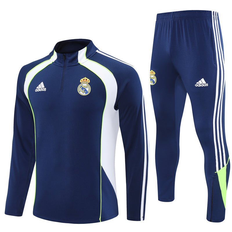 25/26 Real Madrid Retro Blue Kids Size Tracksuit - Premium Quality Jersey at FootballPrestige.com