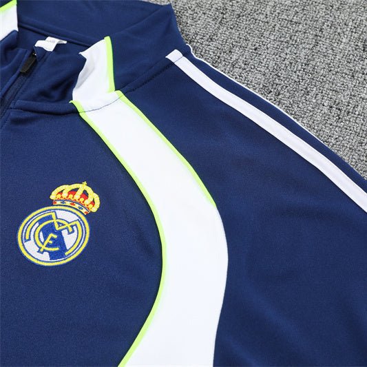 25/26 Real Madrid Retro Blue Kids Size Tracksuit - Premium Quality Jersey at FootballPrestige.com