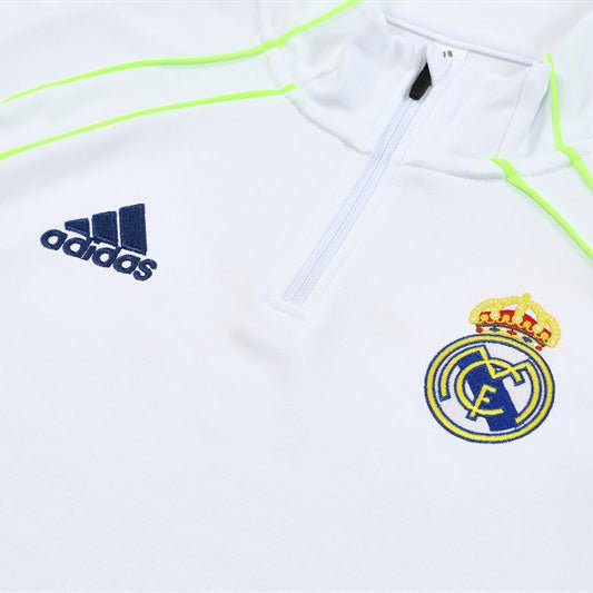 25/26 Real Madrid Retro White Kids Size Tracksuit - Premium Quality Jersey at FootballPrestige.com