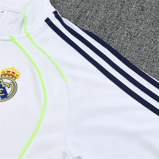 25/26 Real Madrid Retro White Kids Size Tracksuit - Premium Quality Jersey at FootballPrestige.com