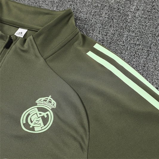 25/26 Real Madrid Training Dark Olive Tracksuit - Premium Quality Jersey at FootballPrestige.com