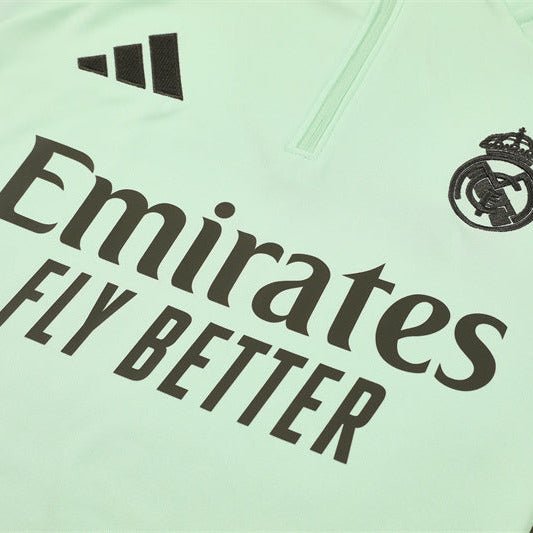25/26 Real Madrid Training Lime Green Kids Size Tracksuit - Premium Quality Jersey at FootballPrestige.com