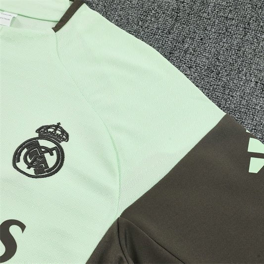 25/26 Real Madrid Training Lime Green Kids Size Tracksuit - Premium Quality Jersey at FootballPrestige.com