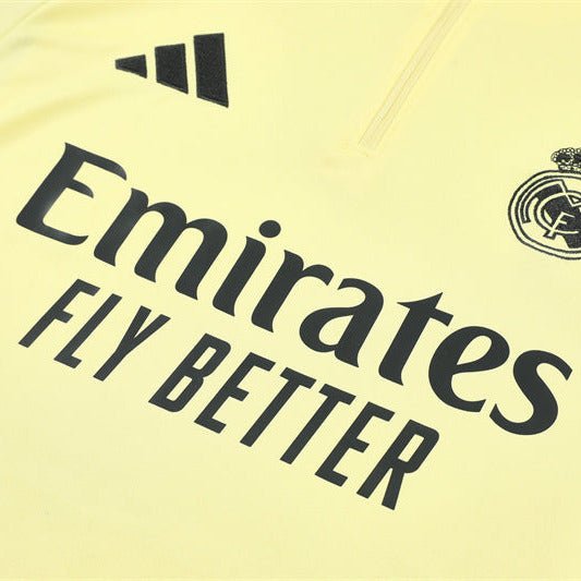 25/26 Real Madrid Training Yellow/Grey Kids Size Tracksuit - Premium Quality Jersey at FootballPrestige.com