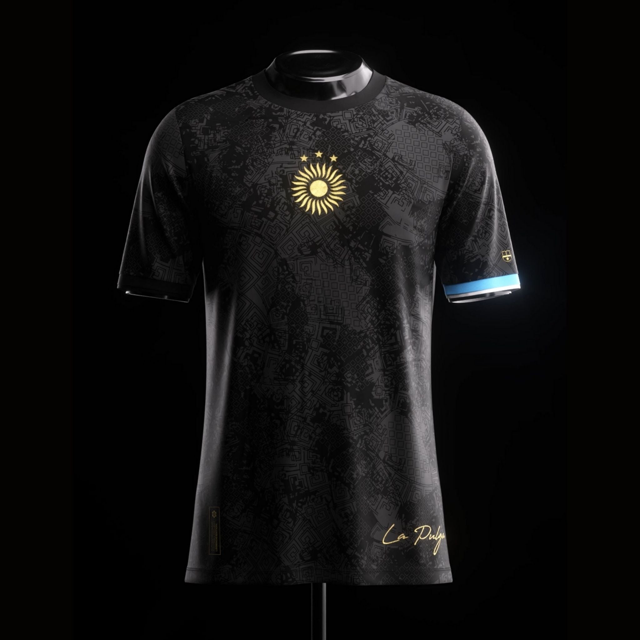 Argentina "La Pulga" Premium Black Kit - Premium Quality Jersey at FootballPrestige.com