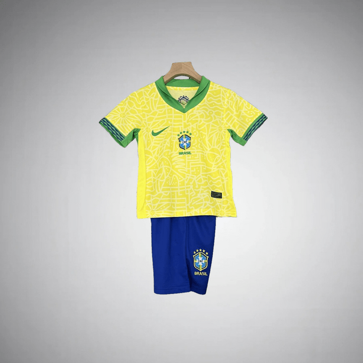 Brazil 2024 Home Kids Size Kit - Premium Quality Jersey at FootballPrestige.com