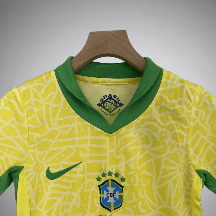 Brazil 2024 Home Kids Size Kit - Premium Quality Jersey at FootballPrestige.com