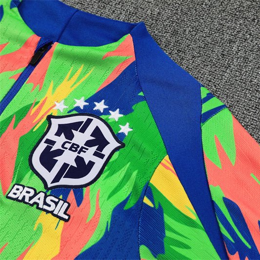 Brazil "Tropical Inferno" Premium Kids Size Tracksuit - Premium Quality Jersey at FootballPrestige.com