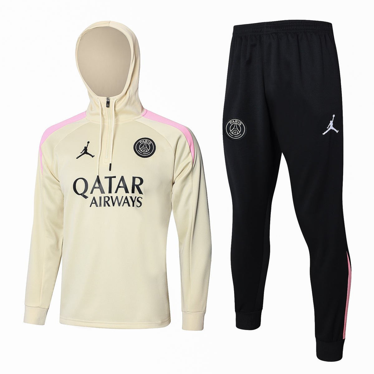 PSG Beige and Black Premium Tracksuit - Premium Quality Jersey at FootballPrestige.com