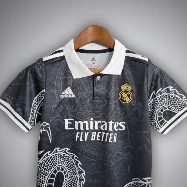 Real Madrid Dragon Negro Premium Kids Size Kit - Premium Quality Jersey at FootballPrestige.com